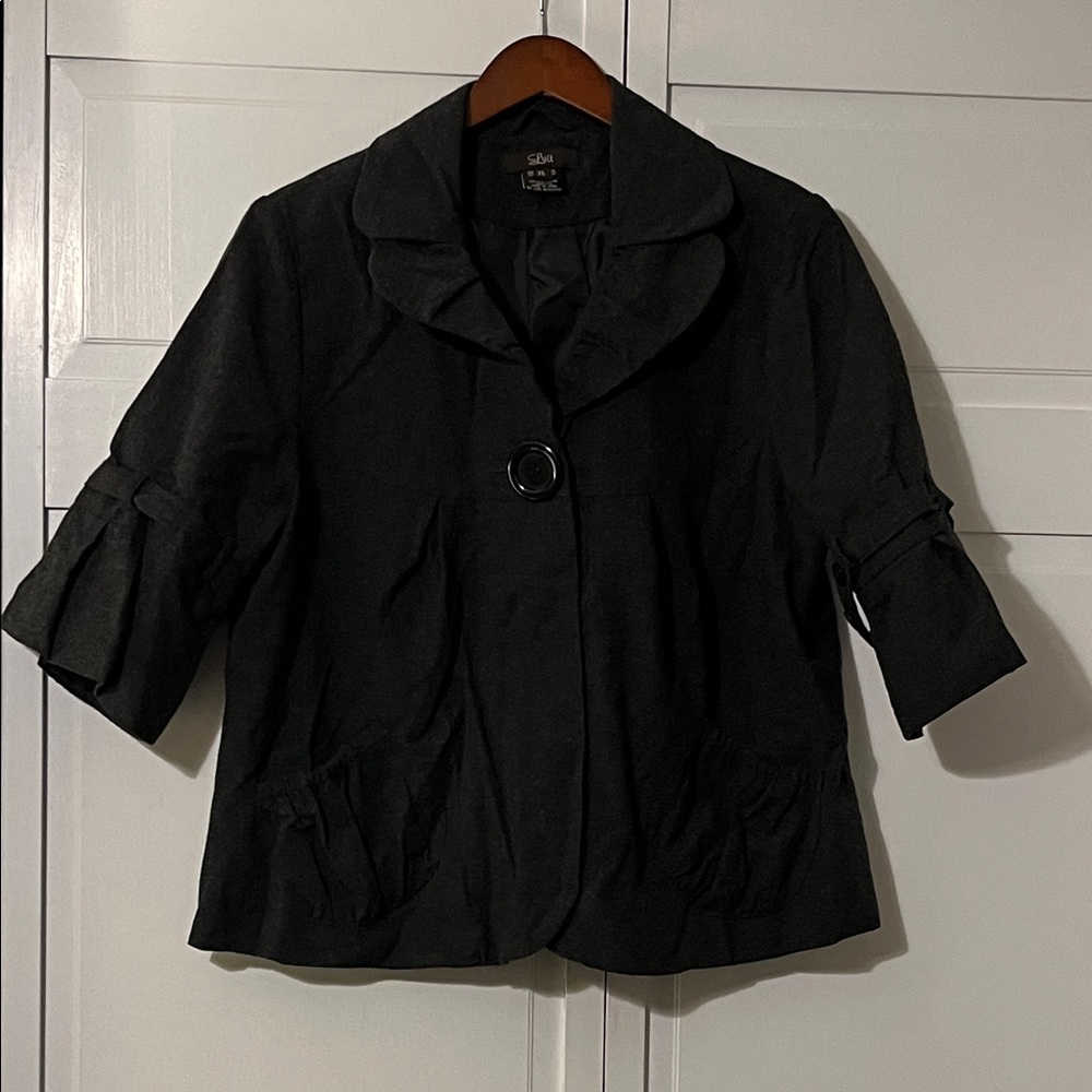 Luii Black Women's Blazer with Ring Button